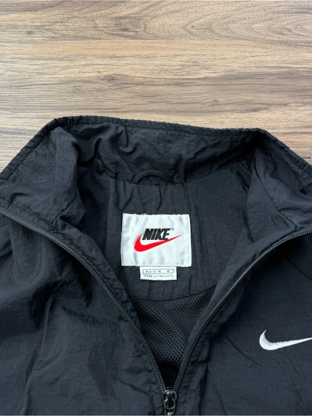 Vintage 90s Nike Black Windbreaker Jacket Big Back Embroidered Spellout Size M